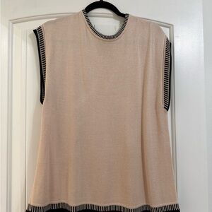 Khaki and black cap sleeve sweater top